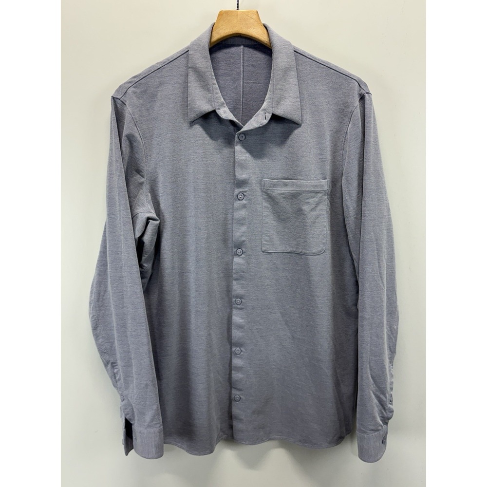 Lululemon Commission Long-Sleeve Shirt Pocket Heather Blue Mens L? Stretch